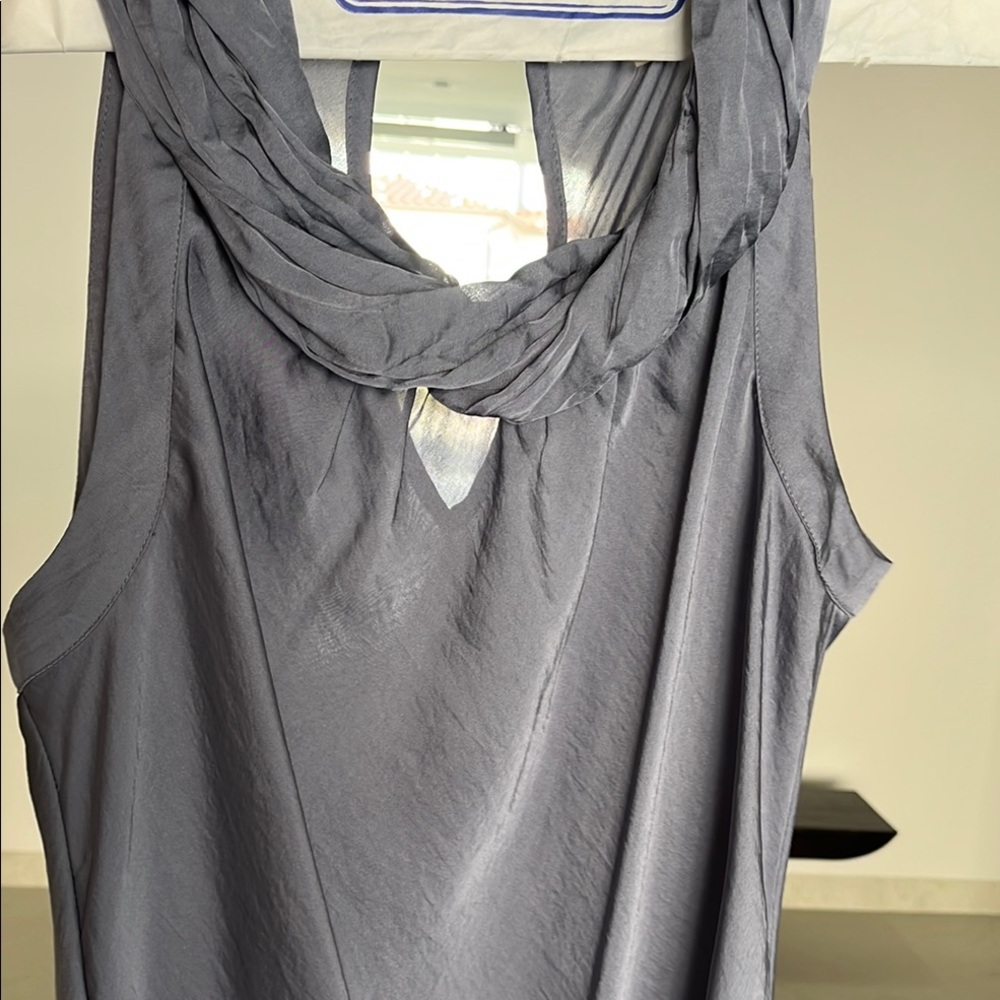 Silky shiny marine blue blouse